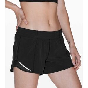 Lululemon Hotty Hot Short II Long 4" Black Swift Fabric Built-In Liner Size 6
